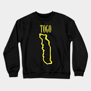 Vibrant Togo Africa: Unleash Your 90s Grunge Spirit! Smiling Squiggly Mouth Dazed Smiley Face Crewneck Sweatshirt